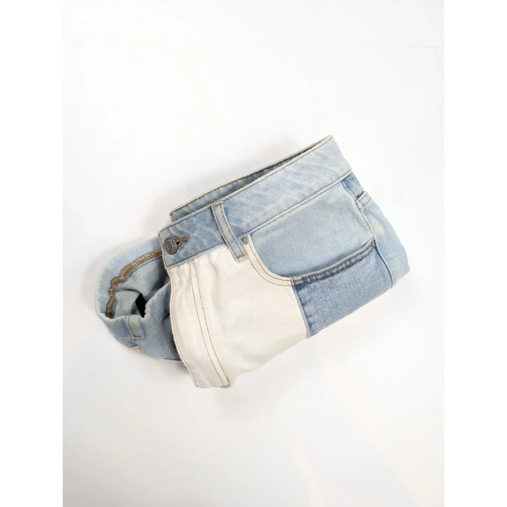 Pacsun Blue White Color Block Denim Rolled Cuff Mom Shorts‎ Women's Size 29